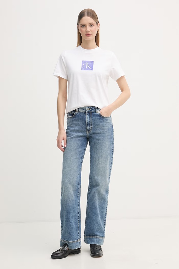 Calvin Klein Jeans t-shirt damski bawełniany LV047F819G biały SS26
