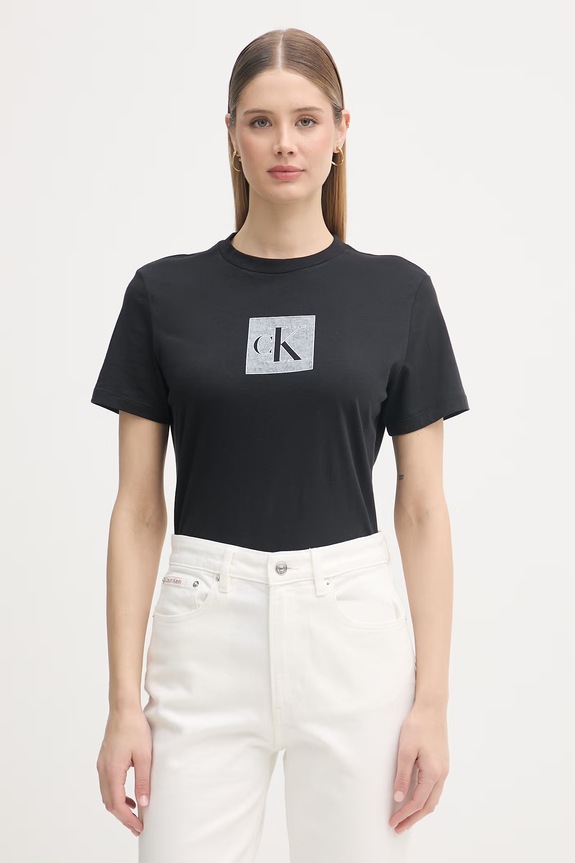 Calvin Klein Jeans t-shirt damski bawełniany czarny LV047F819G