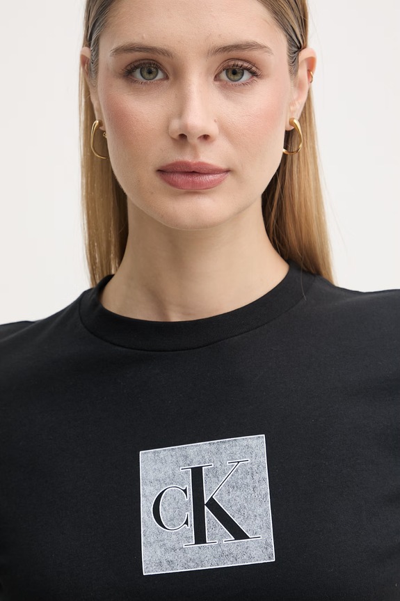 Calvin Klein Jeans t-shirt damski bawełniany czarny LV047F819G