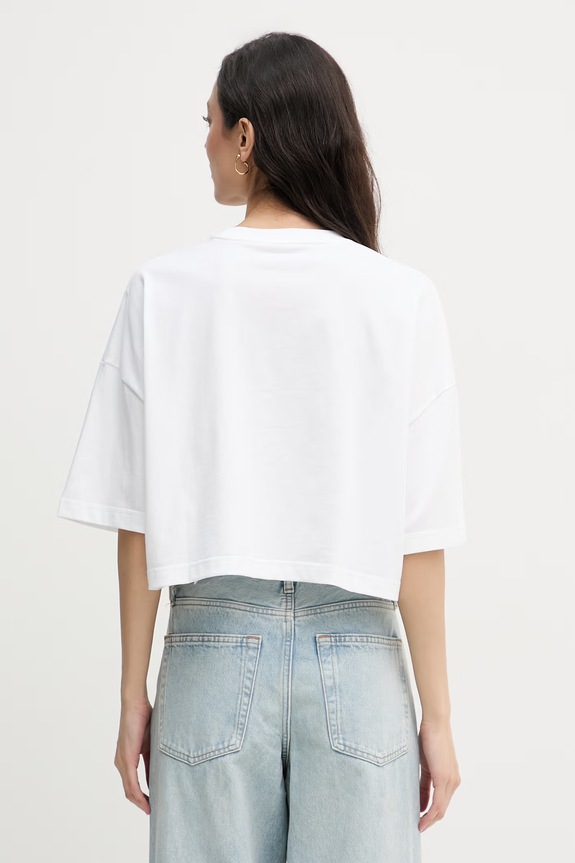 Oblečenie Calvin Klein Jeans crop top dámsky bavlnený LV047F828G biela