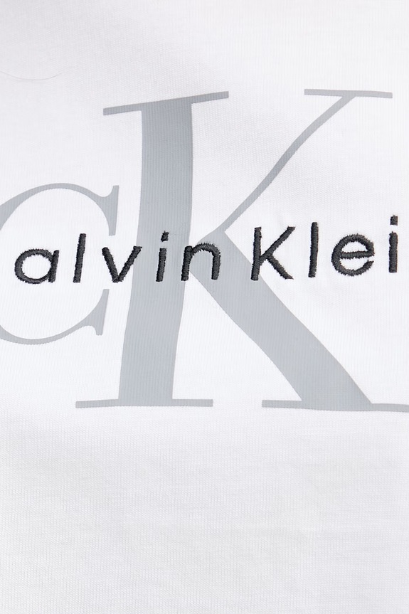 Calvin Klein Jeans crop top dámsky bavlnený LV047F828G biela