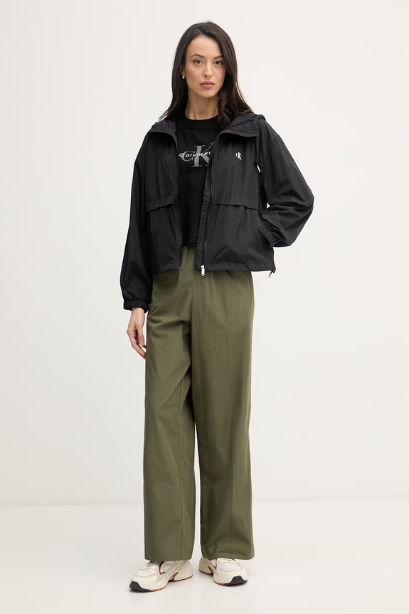 Calvin Klein Jeans crop top dámsky bavlnený LV047F828G čierna SS26