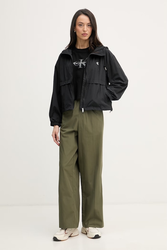 Calvin Klein Jeans crop top dámsky bavlnený LV047F828G čierna SS26