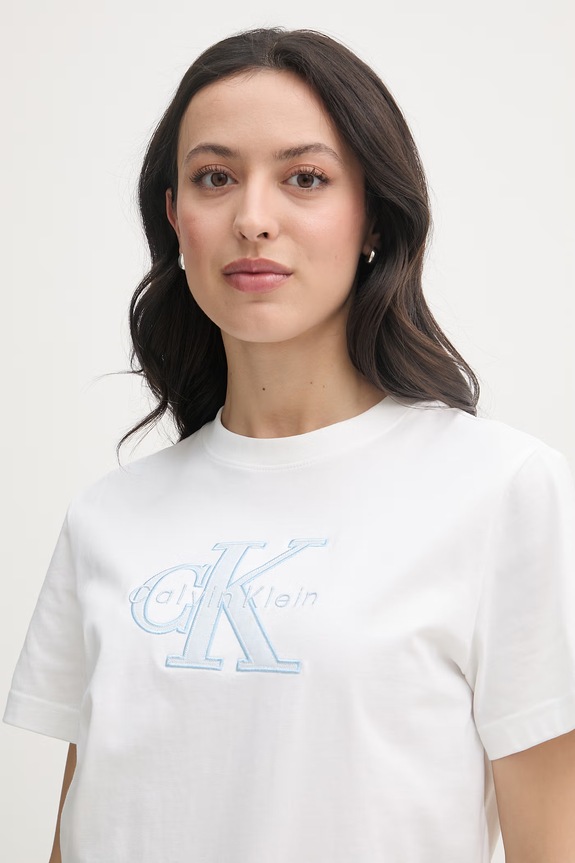 Calvin Klein Jeans t-shirt basic damski bawełniany biały LV047F829G