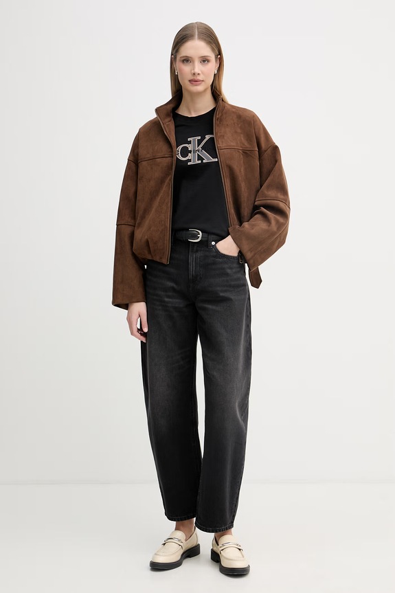 Calvin Klein Jeans osnovna kratka majica ženska bombažna LV047F829G črna SS26