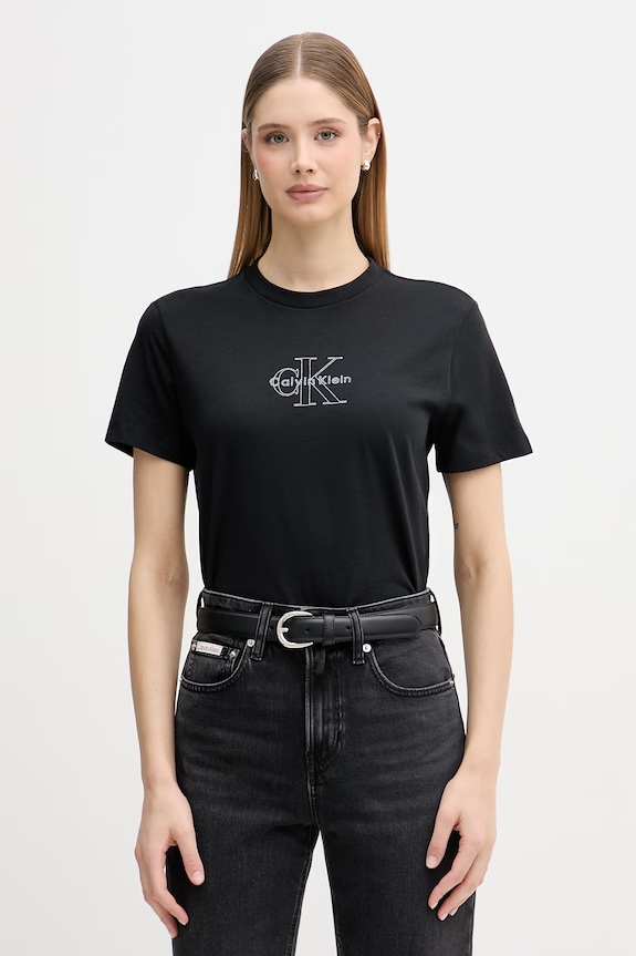 Calvin Klein Jeans Majica ženska od pamuka crna LV047F831G