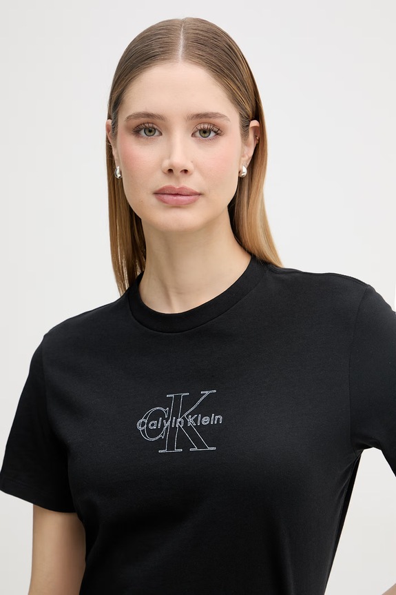 Calvin Klein Jeans Majica ženska od pamuka crna LV047F831G