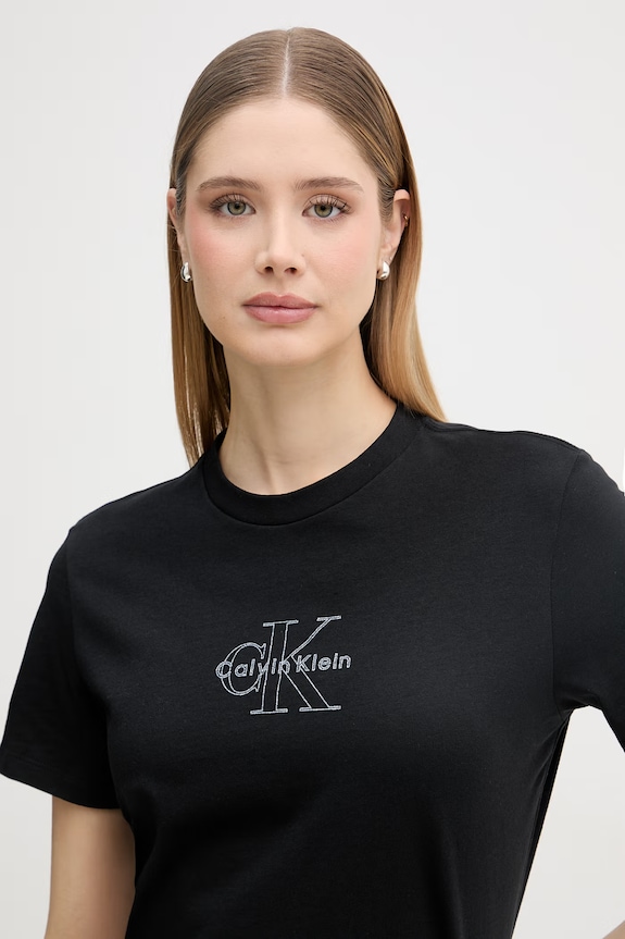 Calvin Klein Jeans Majica ženska od pamuka crna LV047F831G