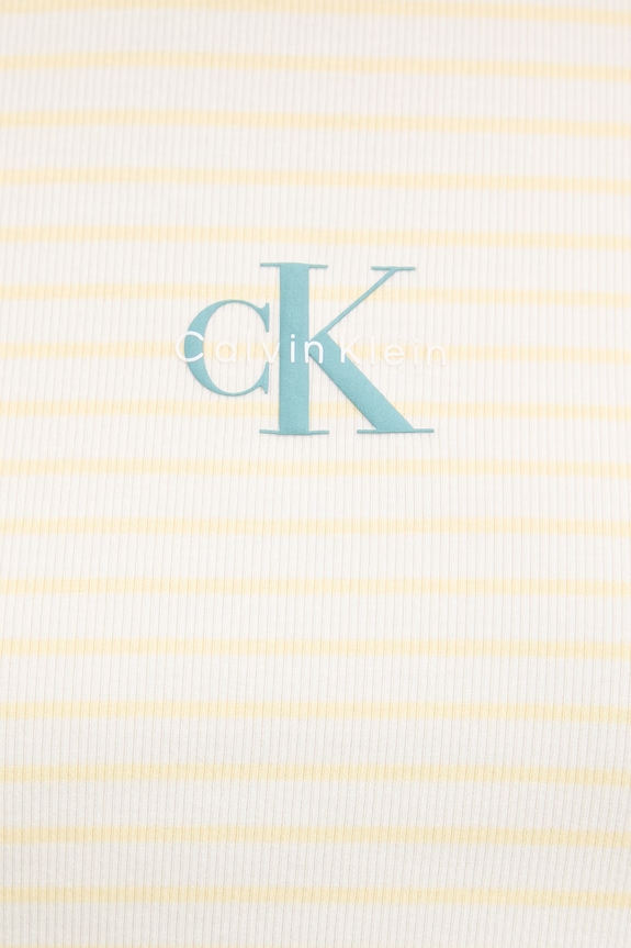 Calvin Klein Jeans crop top dámsky bavlnený s elastanom LV047F833G béžová