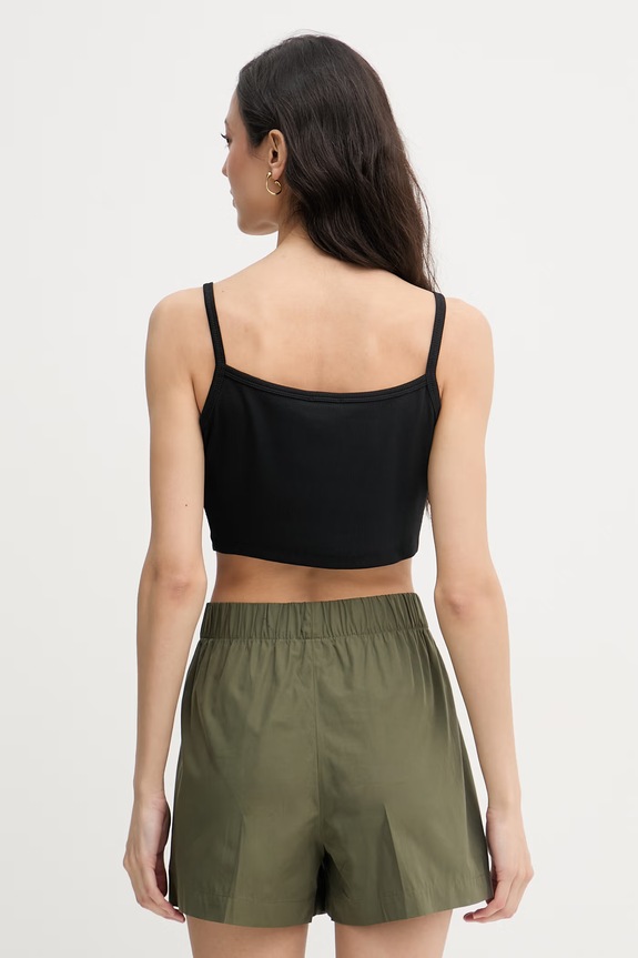 Oblečenie Calvin Klein Jeans crop top dámsky bavlnený s elastanom LV047F221G čierna