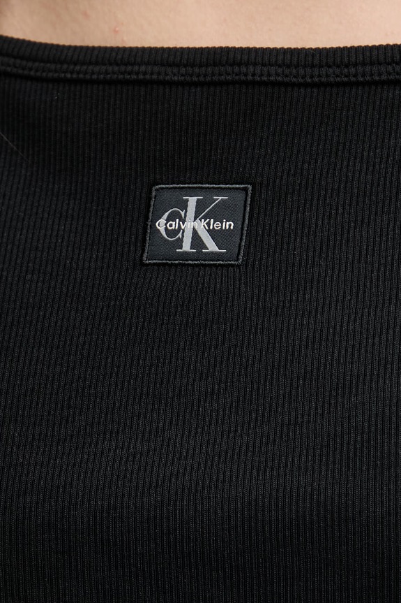 Calvin Klein Jeans crop top dámsky bavlnený s elastanom LV047F221G čierna
