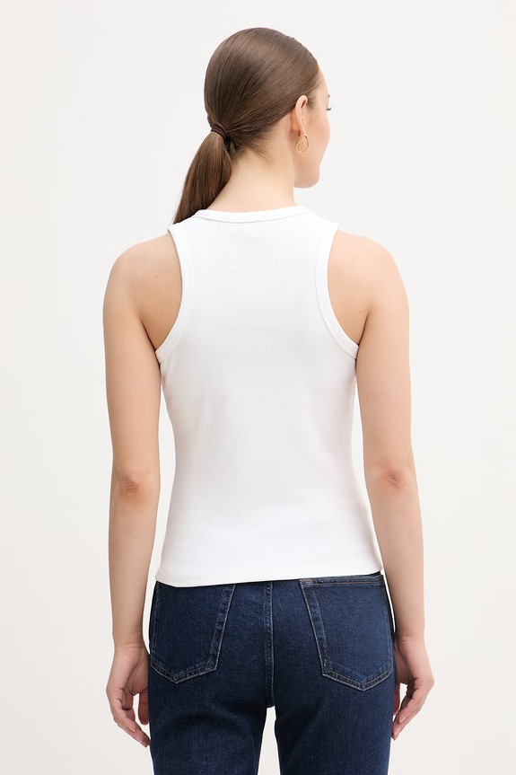 Oblečenie Calvin Klein Jeans top dámsky s bavlnou LV047F239G béžová