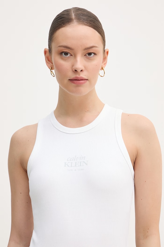 Calvin Klein Jeans top dámsky s bavlnou béžová LV047F239G