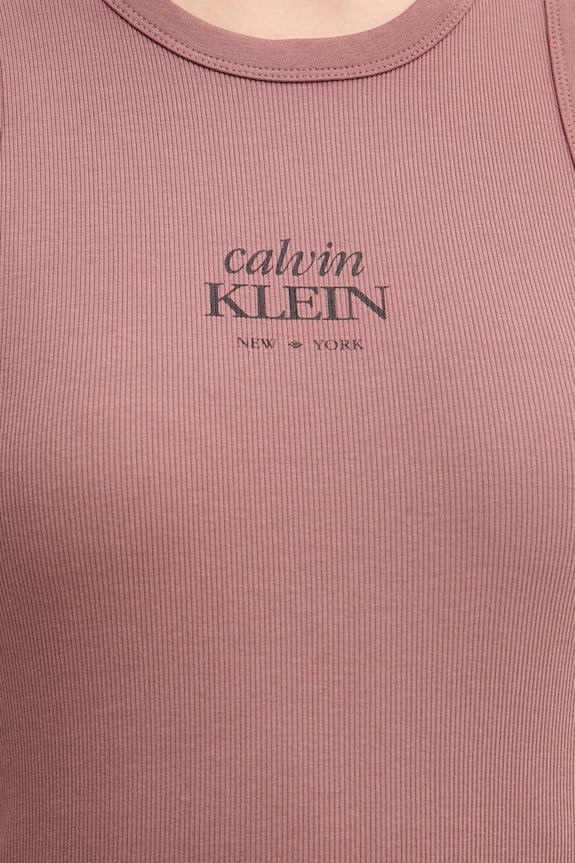 Calvin Klein Jeans top dámsky s bavlnou LV047F239G hnedá
