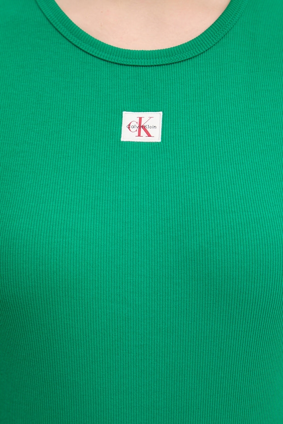 Calvin Klein Jeans top dámsky bavlnený s elastanom LV047F246G zelená