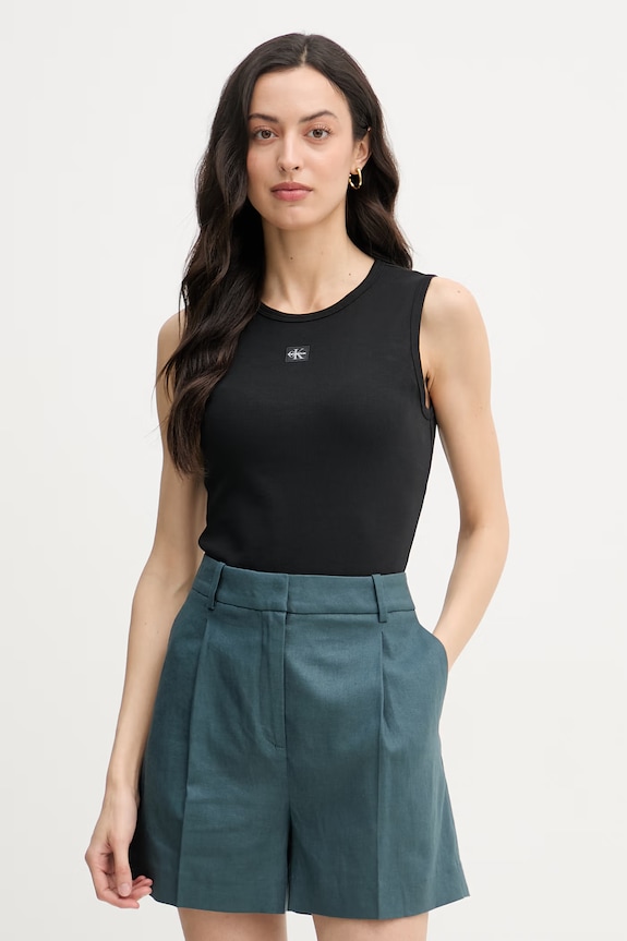 Calvin Klein Jeans top dámsky bavlnený s elastanom čierna LV047F246G