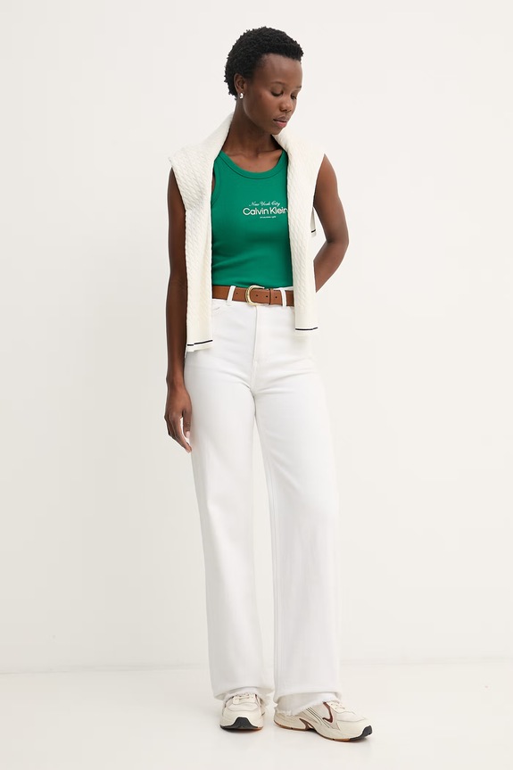 Calvin Klein Jeans top pentru femei LV047F816G verde SS26