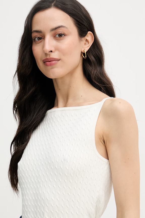 Calvin Klein Jeans úpletový top dámsky s bavlnou béžová LV047F321G