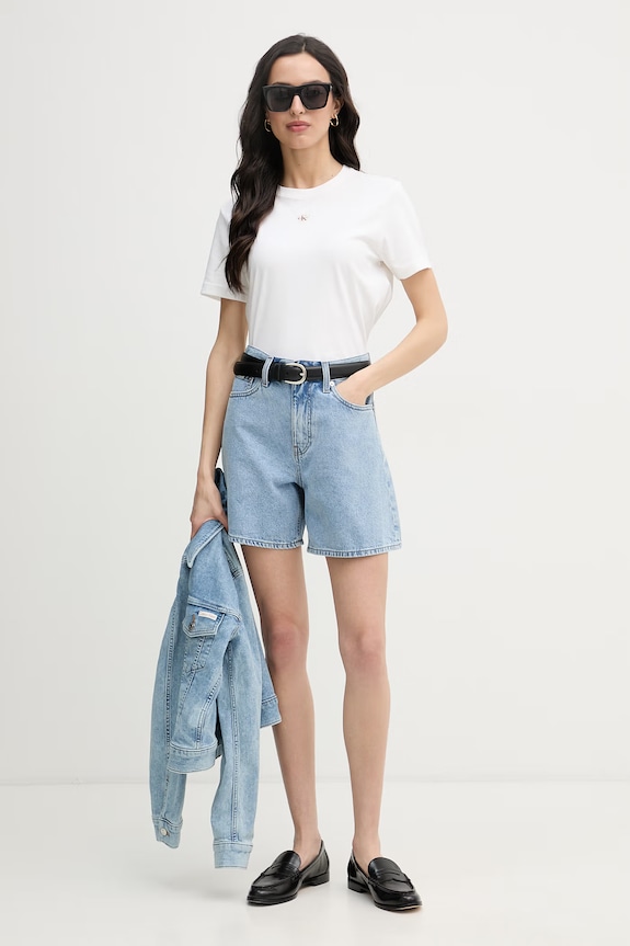 Calvin Klein Jeans tričko dámske bavlnené LV047F227G béžová SS26