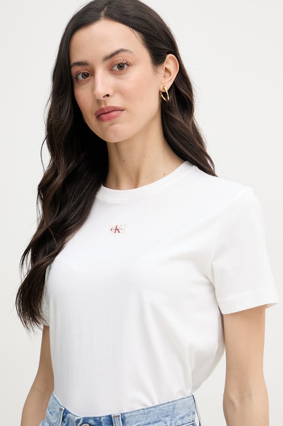 Calvin Klein Jeans tričko dámske bavlnené béžová LV047F227G