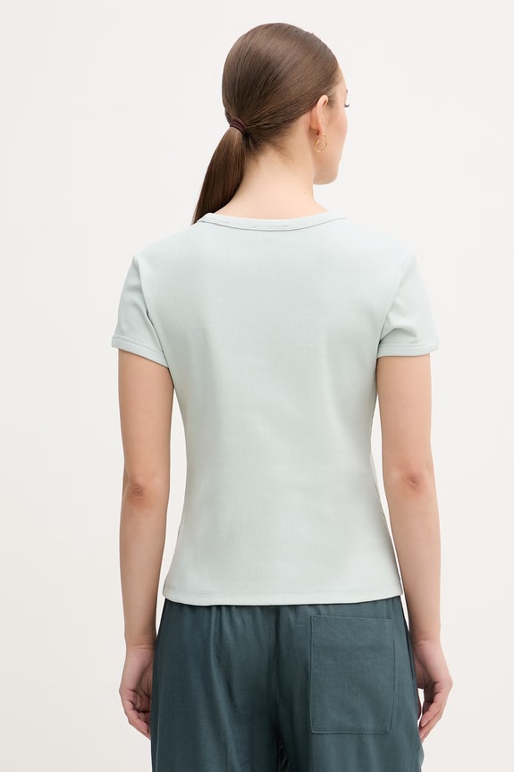Oblečenie Calvin Klein Jeans tričko dámske bavlnené s elastanom LV047F240G tyrkysová