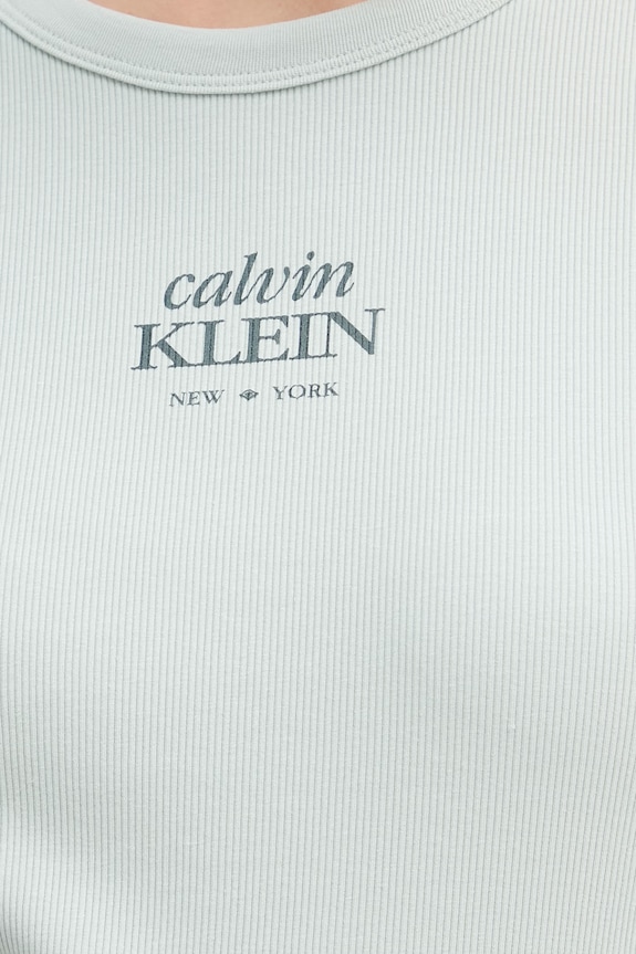 Calvin Klein Jeans tričko dámske bavlnené s elastanom LV047F240G tyrkysová