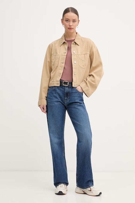 Calvin Klein Jeans tricou pentru femei, din bumbac cu elastan LV047F240G maro SS26