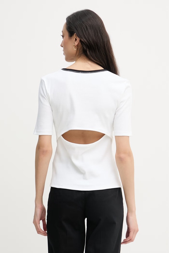 Oblečenie Calvin Klein Jeans tričko dámske bavlnené s elastanom LV047F247G béžová