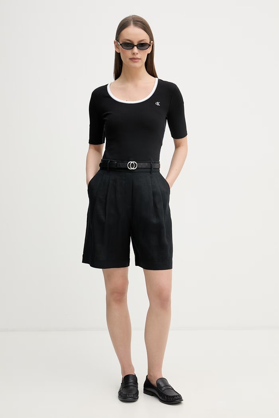 Calvin Klein Jeans tričko dámske bavlnené s elastanom LV047F247G čierna SS26