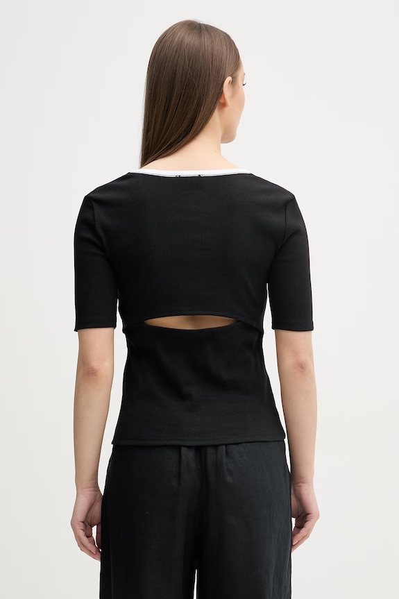 Oblečenie Calvin Klein Jeans tričko dámske bavlnené s elastanom LV047F247G čierna