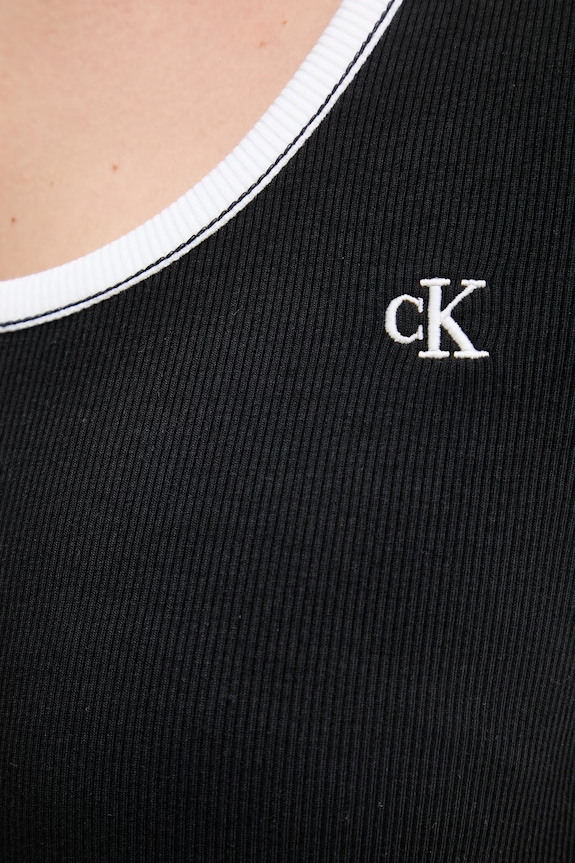 Calvin Klein Jeans tričko dámske bavlnené s elastanom LV047F247G čierna