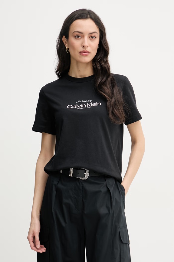 Calvin Klein Jeans tričko dámske bavlnené čierna LV047F810G