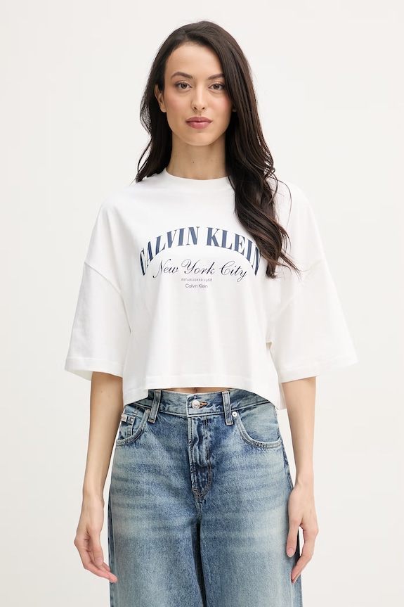 Calvin Klein Jeans tričko dámske bavlnené béžová LV047F813G