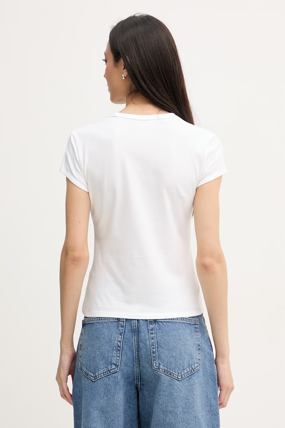 Oblečenie Calvin Klein Jeans tričko dámske bavlnené s elastanom LV047F815G béžová