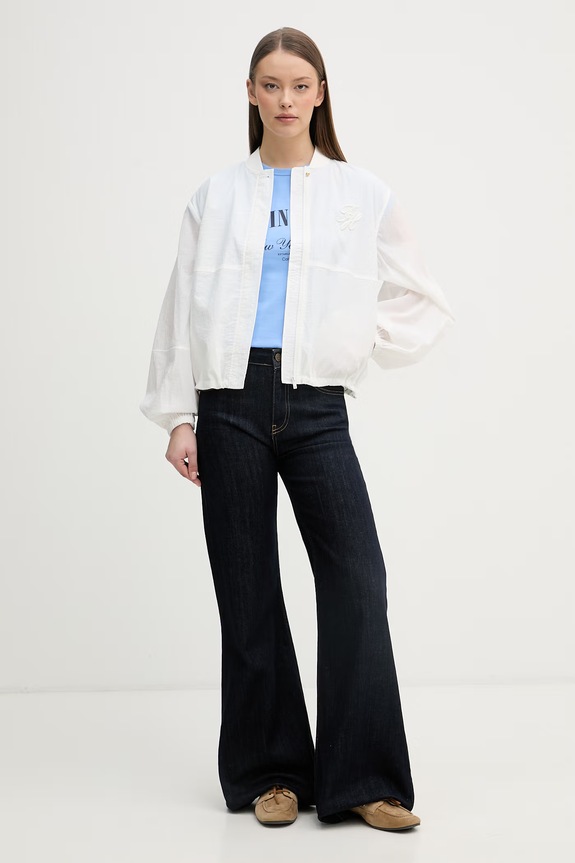 Calvin Klein Jeans tričko dámske bavlnené s elastanom LV047F815G modrá SS26