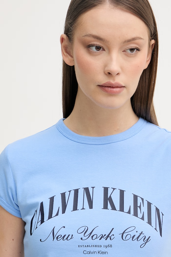 Calvin Klein Jeans tričko dámske bavlnené s elastanom modrá LV047F815G
