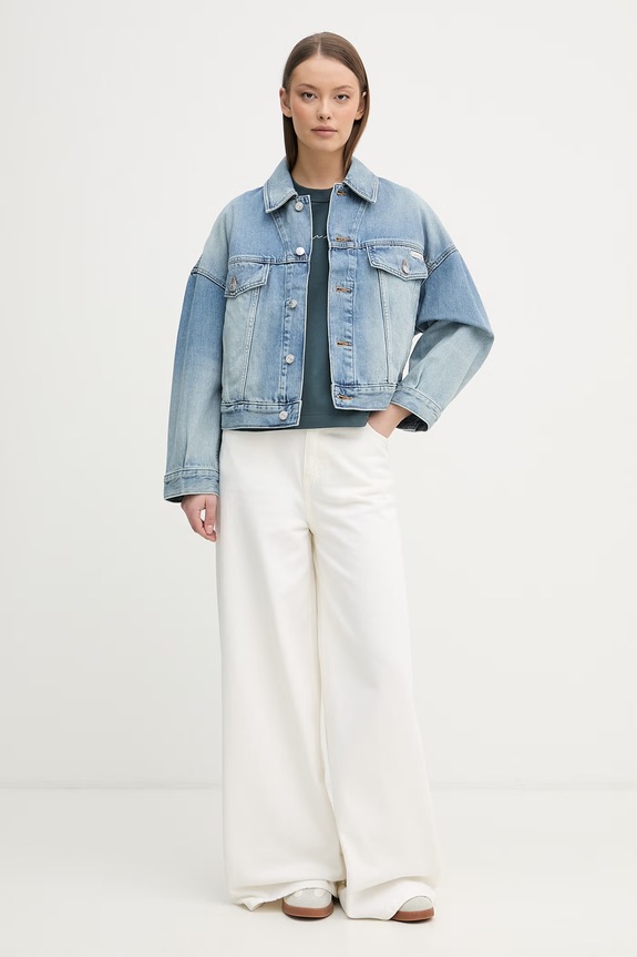Calvin Klein Jeans tričko dámske bavlnené LV047F820G tyrkysová SS26