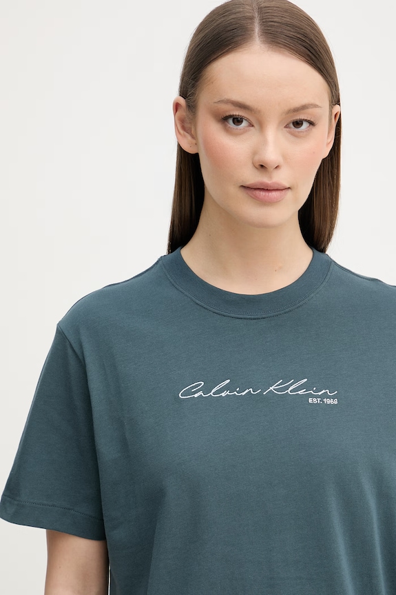 Calvin Klein Jeans tričko dámske bavlnené tyrkysová LV047F820G