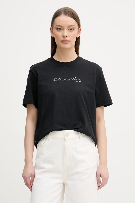 Calvin Klein Jeans tričko dámske bavlnené čierna LV047F820G