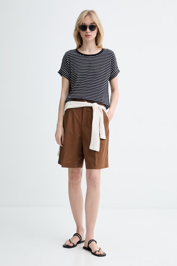 Marc O'Polo T-shirt damski bawełniany 5000008184 granatowy SS26