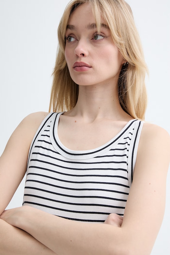 Marc O'Polo top damski bawełniany z elastanem biały 5000008213