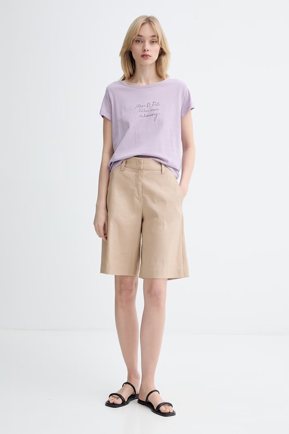 Marc O'Polo T-shirt damski bawełniany 5000013309 fioletowy SS26