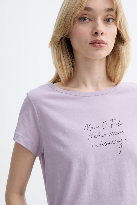 Marc O'Polo T-shirt damski bawełniany fioletowy 5000013309