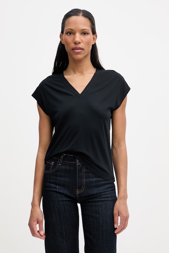 Marc O'Polo tricou basic pentru femei, din bumbac negru 5000013325