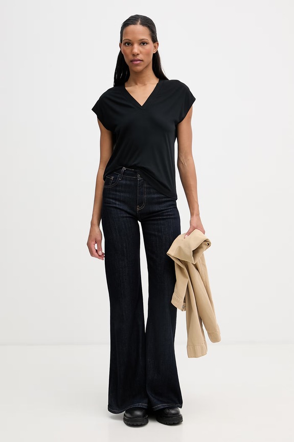 Marc O'Polo tricou basic pentru femei, din bumbac 5000013325 negru SS26