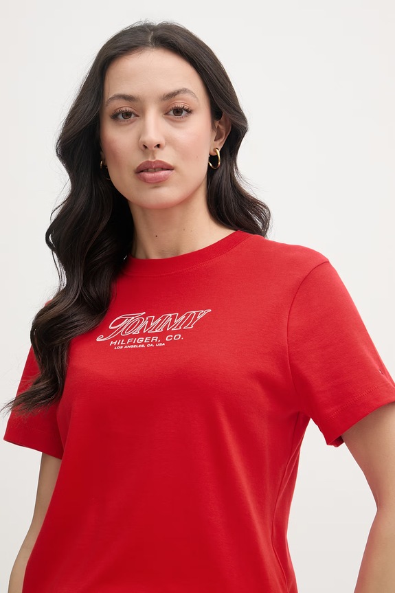 Tommy Hilfiger t-shirt damski bawełniany SUMMER czerwony WW0WW48707
