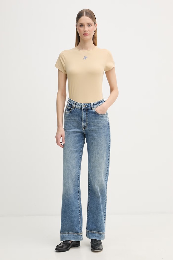 Tommy Hilfiger t-shirt damski SUMMER WW0WW48710 beżowy SS26