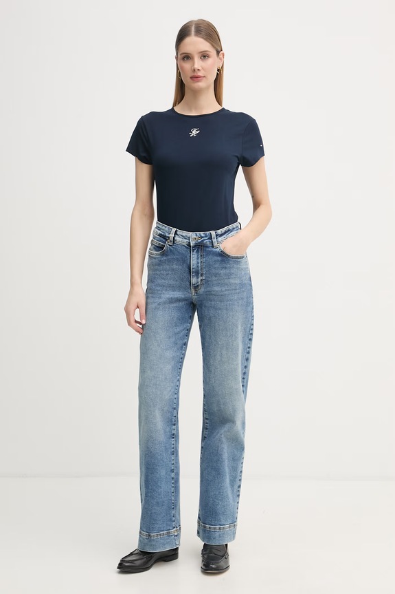 Tommy Hilfiger t-shirt damski SUMMER WW0WW48710 granatowy SS26