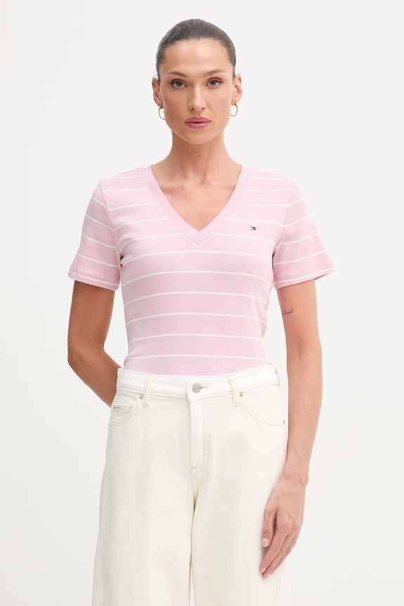 Tommy Hilfiger tricou pentru femei, din bumbac roz WW0WW40584.
