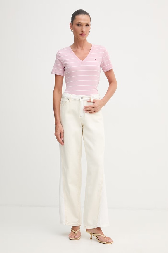 Tommy Hilfiger tricou pentru femei, din bumbac WW0WW40584. roz SS26